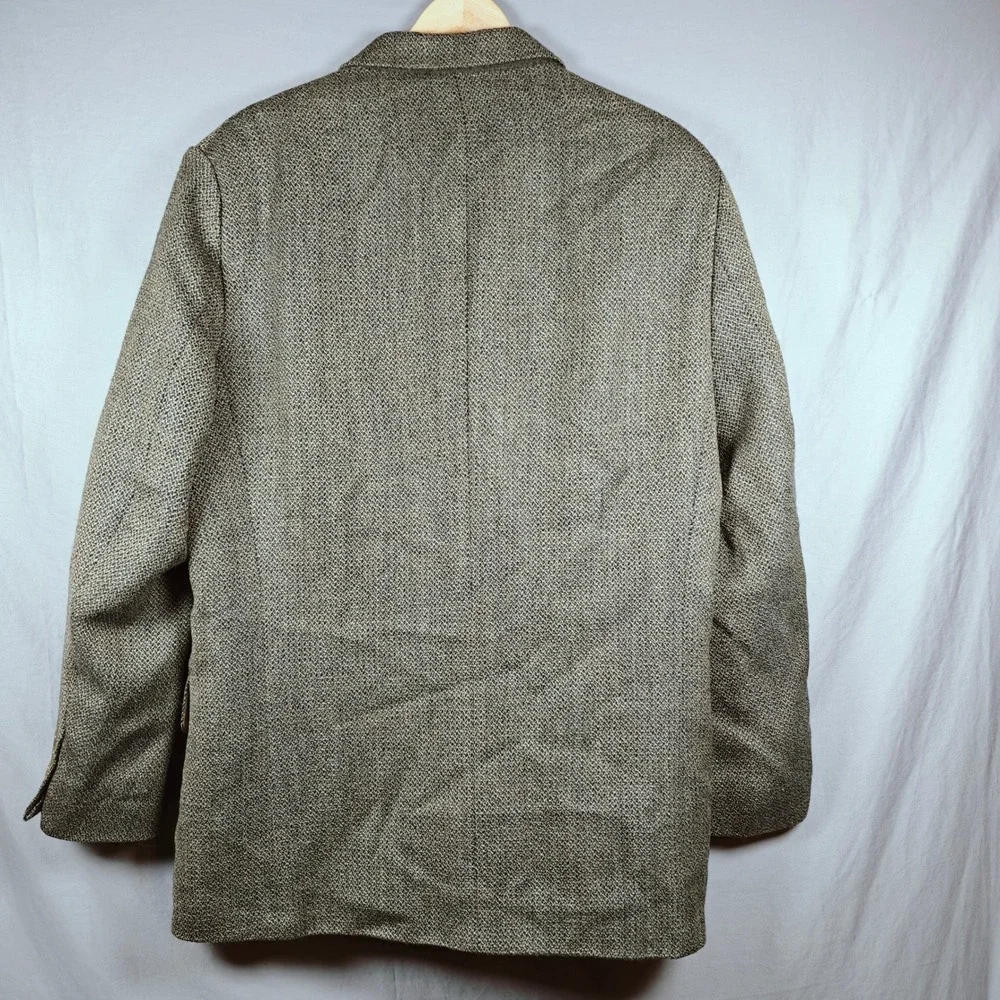 Oscar de la renta Classic Tweed Blazer Sport Coat Jacket Brown Tan Plaid‎ 41 R